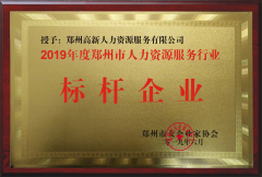 2019年度鄭州人力資源服務(wù)行業(yè)標(biāo)桿企業(yè)